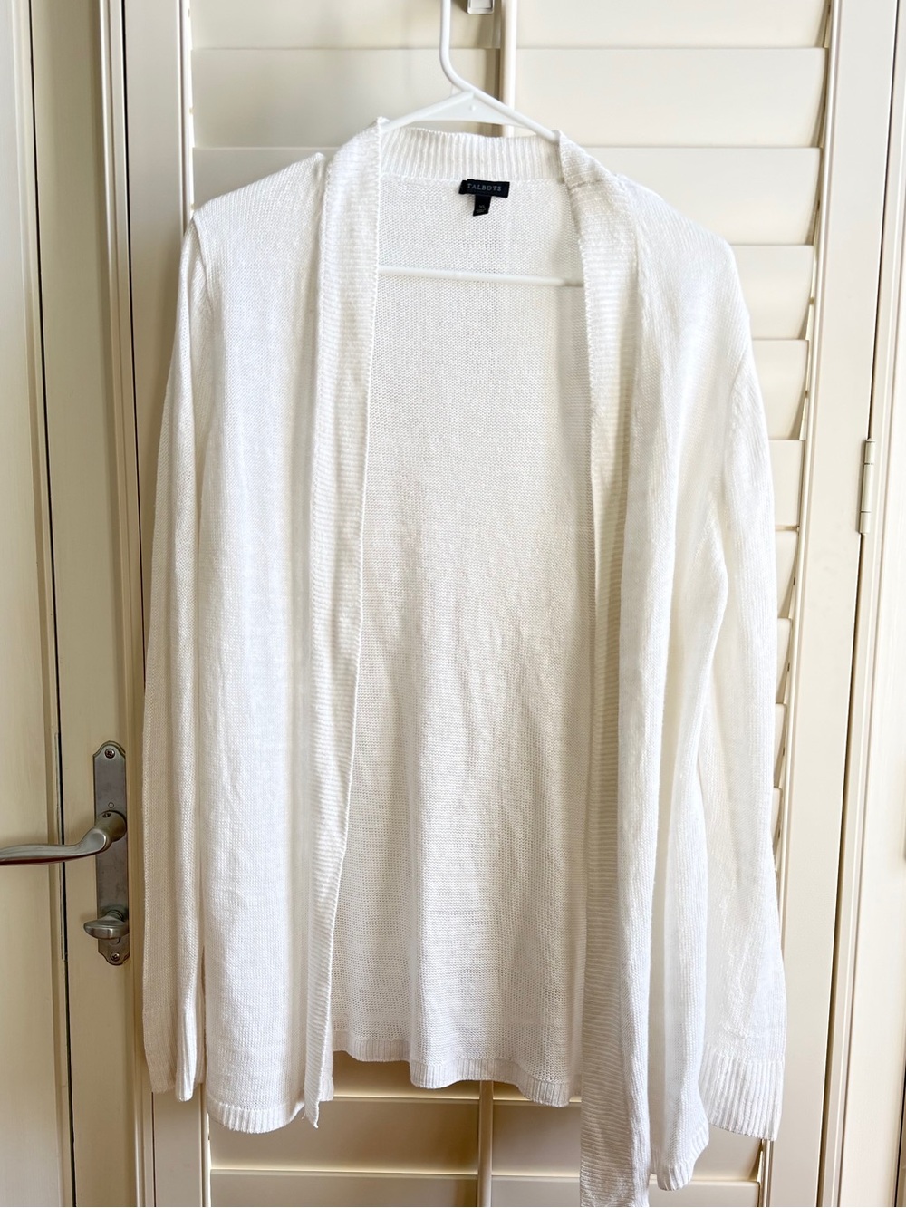 Talbots White Open-Front Linen Women's Cardigan Size XL